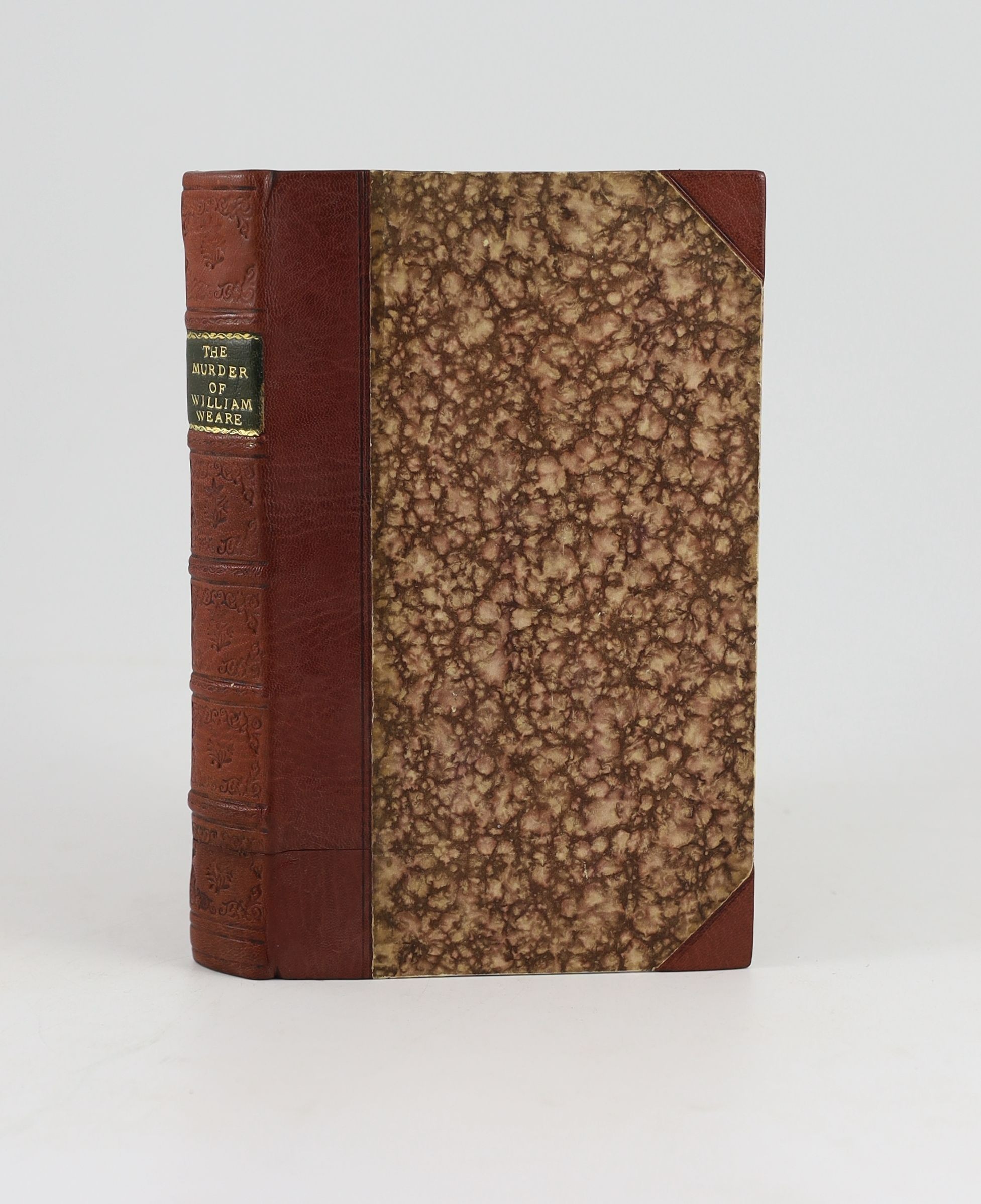 Jones, George Henry - Account of the Murder of the Late Mr. William Weare, 8vo, rebound red half morocco, with 4 plates and two folding maps, J. Nicholls, London, 1824